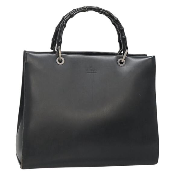 GUCCI Bamboo Hand Bag Leather Black 002 1010 002 1010 - Picture 1 of 16